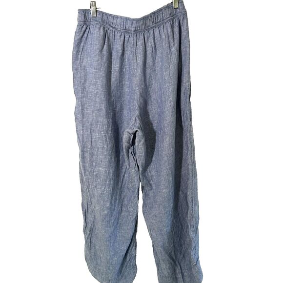 Tahari Linen Wide Leg Pants Size Large Pull On Pockets Coastal Beach Womens - Picture 8 of 9